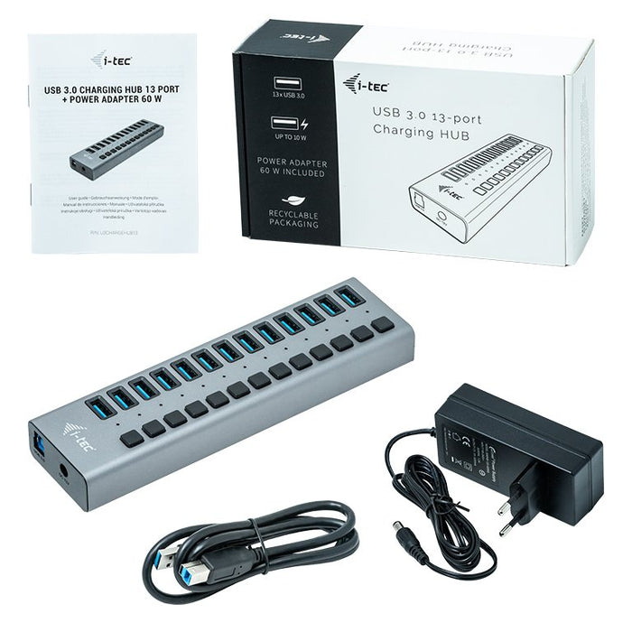 EAN 8595611702952 - i-tec U3CHARGEHUB13 cargador de dispositivo móvil Universal Gris Corriente alterna Interior imagen 5