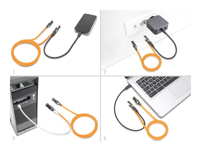 Delock 80408 Cable De Red Rj45 Con Función De Buscador De Puerto Usb Type-C Self Tracing Cat.6a S/Ftp 2 M Naranja