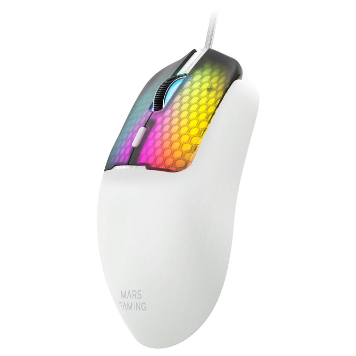 Mouse Mars Gaming Mm-Viperw Ultraligero 56g Cableado Usb 6 Botones 12800 Dpi Rgb Blanco
