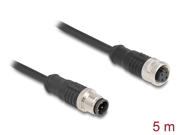 Delock 80846 Cable M12 Codificado D 4 Pin Macho A Hembra Pvc 5 M