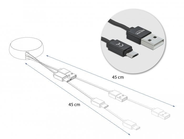 Delock Usb 2.0 Aufrollcable Typ-A Zu Lightning 8 Pin Weiss   Ros