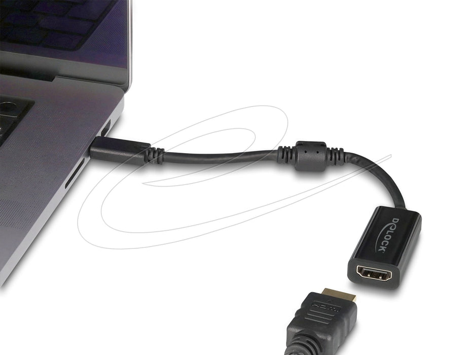 Delock Usb Type-C Adapter Zu Hdmi (Dp Alt Mode) 8k 60 Hz Mit Hdr Und Hdcp Schwarz