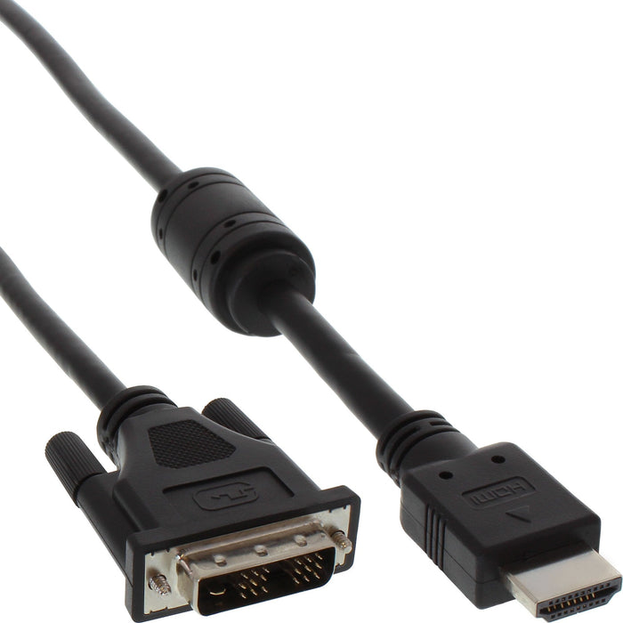 Cable Inline Hdmi-Dvi 19 Pines Macho A 18+1 Macho + Inductancia De Ferrita Negro 1m