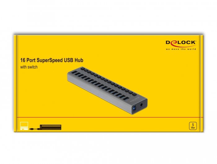 EAN 4043619637393 - DeLOCK 63739 hub de interfaz USB 2.0 Type-B 5000 Mbit/s Gris imagen 3