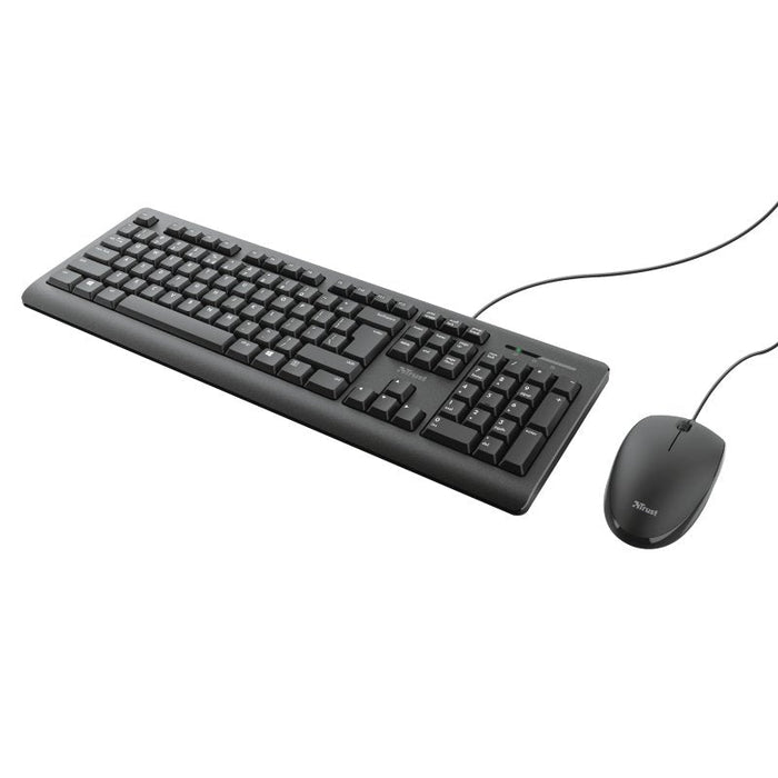 Trust Primo Teclado & Ratón Set, Con Cable, Deutsches Qwertz-Layout, Flüssigkeitsgeschützt