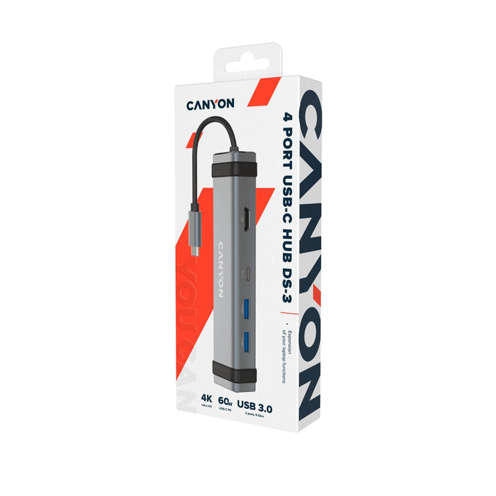 Hub 4 Puertos Usb-C Gris Canyon
