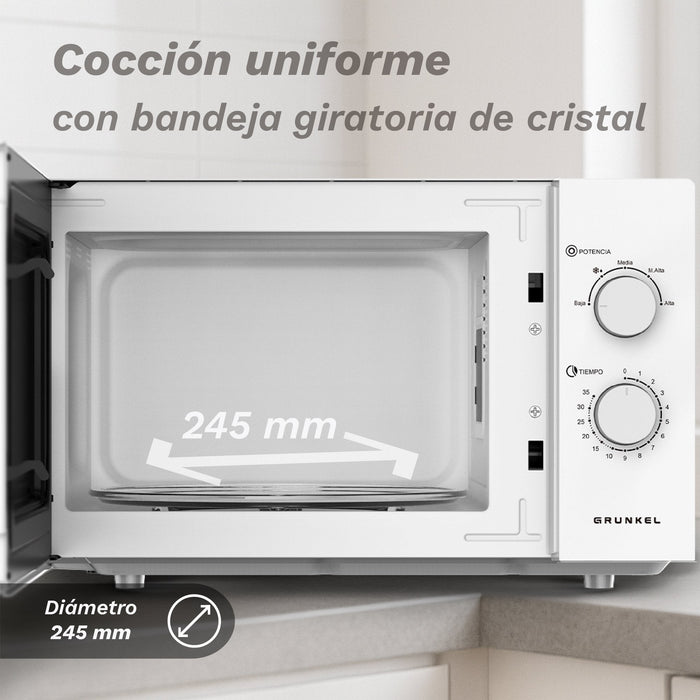 Microondas Grunkel Mw-25easy 850w Capacidad 25l Blanco