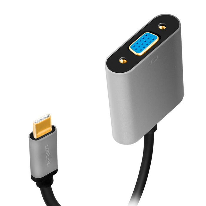 EAN 4052792062243 - LogiLink CUA0104 adaptador de cable de vídeo 0,15 m USB Tipo C VGA (D-Sub) Negro, Gris imagen 2