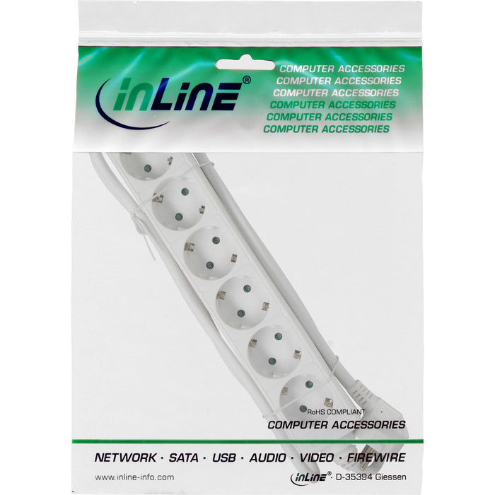 Inline Regleta 6 Tomas 6x Tipo F Con Seguridad Para Niños Blanco 5m