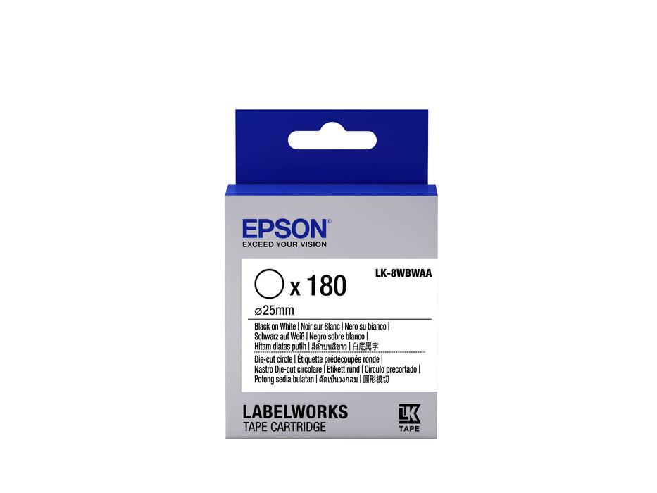 Epson Cinta Lk-8wbwaa - Étiquette Prédécoupée Ronde Negro/Blanco D25/180
