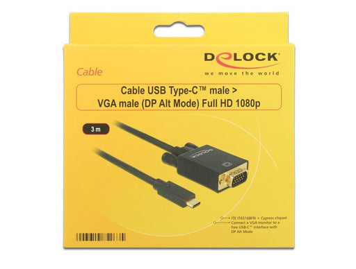 EAN 4043619852635 - DeLOCK 85263 adaptador de cable de vídeo 3 m USB Tipo C VGA (D-Sub) Negro imagen 2
