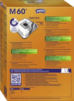 Bolsas Para Aspiradora Melitta M 60 Ecopor (4 Bolsas + 1 Filtro, Miele Guard)