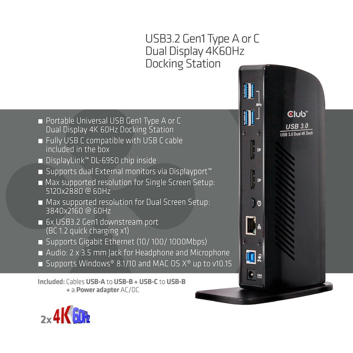 EAN 8719214470777 - CLUB3D CSV-1460 base para portátil y replicador de puertos Acoplamiento USB 3.2 Gen 1 (3.1 Gen 1) Type-B  imagen 3