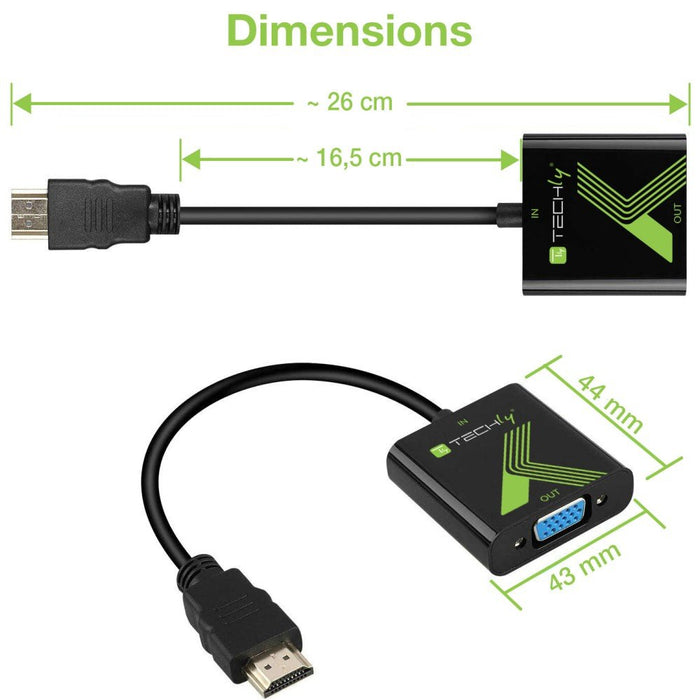 EAN 8057685306493 - Techly HDMI - VGA+3.5mm M/F 0,15 m Negro imagen 3
