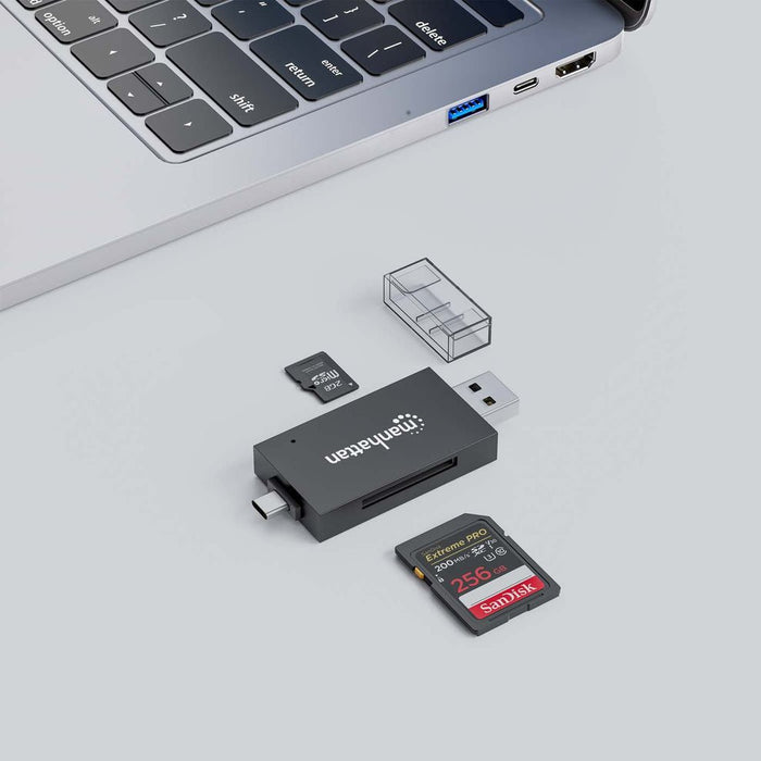 EAN 766623102735 - Manhattan 102735 lector de tarjeta USB 3.2 Gen 1 (3.1 Gen 1) Type-A/Type-C Negro, Transparente imagen 4