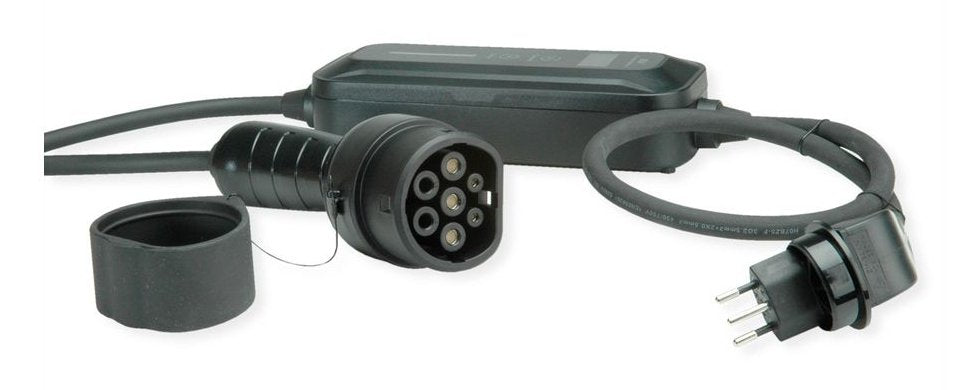 Roline Tragbares E-Auto Ladegert, T12 (Ch, Typ J) & Typ2 Stecker, 1-Phasig, Mode 2, 10 A, 2,3 Kw, 5 M