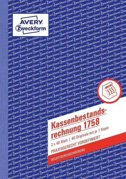Avery Zweckform Kassenbuch - 40 Hoja - A5 (148 X 210 Mm)