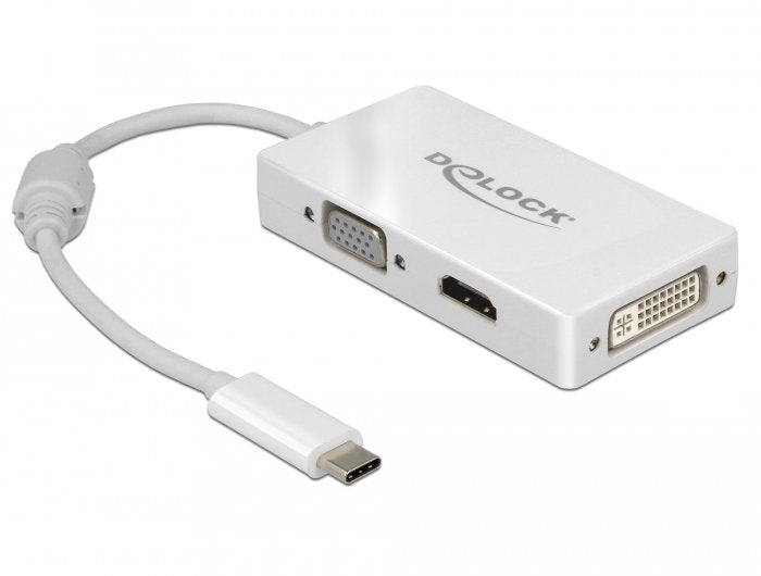 Delock Adapter Usb Type-C Male > Vga / Hdmi / Dvi Female White
