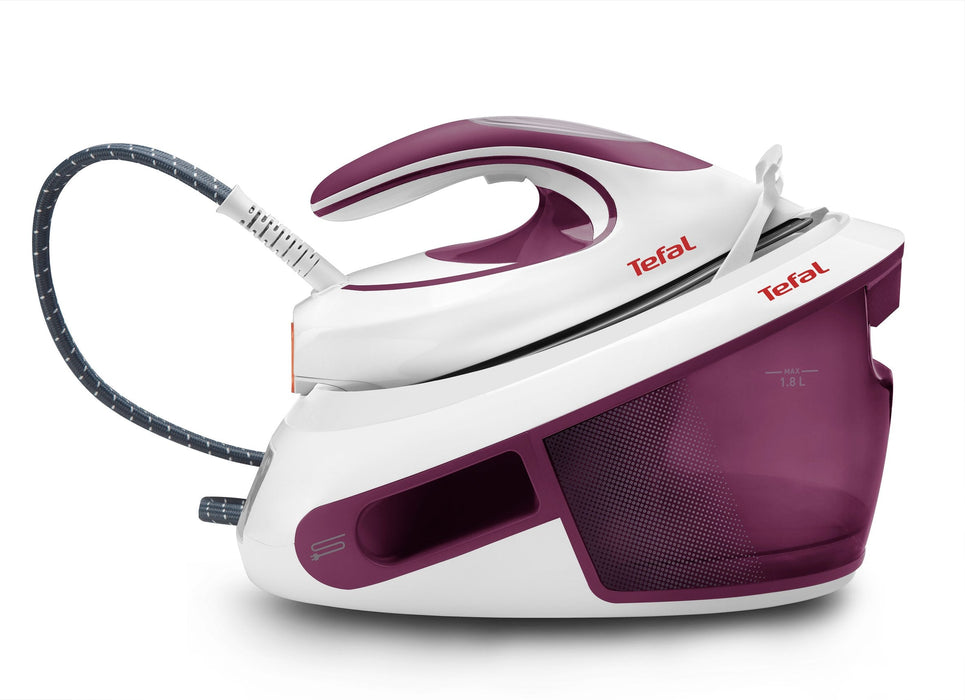 Tefal Express Anti-Calc Sv8054 Estación Plancha Al Vapor 2800 W 1,8 L Suela De Durilium Púrpura, Blanco