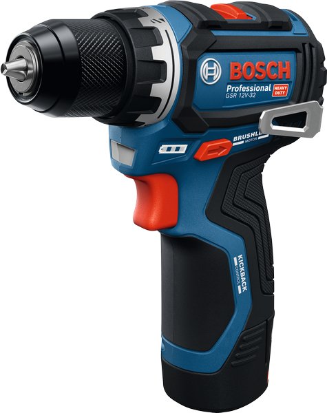 Bosch Professional Taladro Atornillador Inalámbrico Gsr 12v-32 Professional, 12 Voltios Azul/Negro, Batería De Ion De Litio 2,0 Ah + 4,0 Ah, Juego De Accesorios De 40 Piezas, L-Boxx 06019n7005