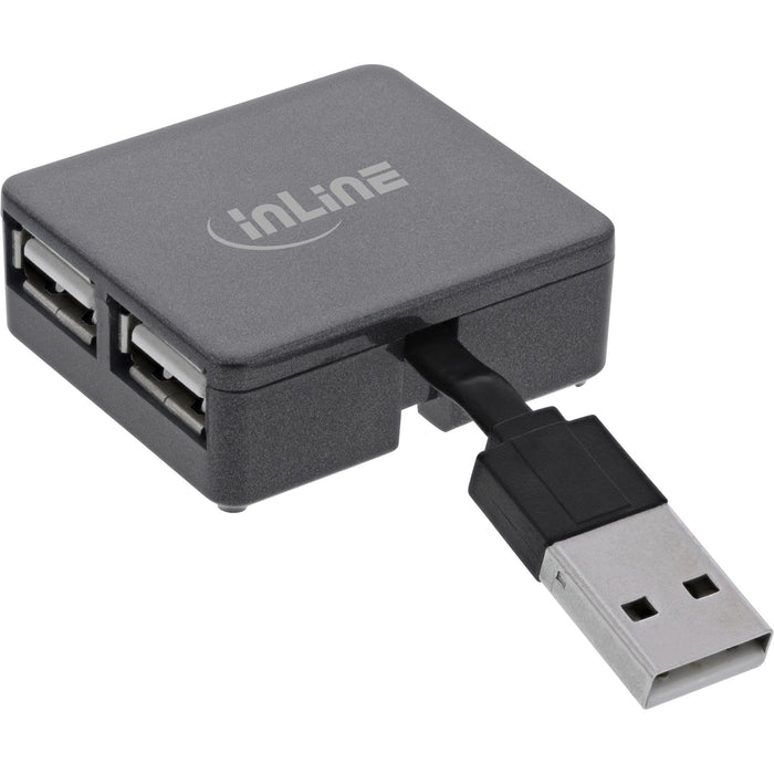 Inline® Usb 2.0 4-Port Hub, Usb-A Macho A 4x Usb-A Female, Black, 4cm, Slim Design