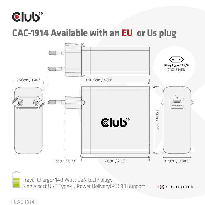 EAN 8719214472689 - CLUB3D CAC-1914 cargador de dispositivo móvil Monitor de vídeo para bebé, Barbero eléctrico, Videocámara  imagen 5