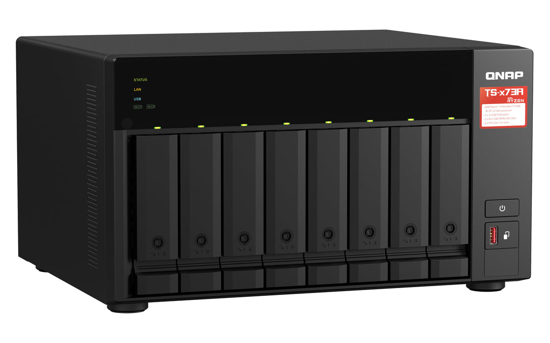 EAN 4711103084632 - QNAP TS-873A NAS Torre Ryzen Embedded V1500B 8 GB DDR4 0 TB QuTS hero Negro imagen 3