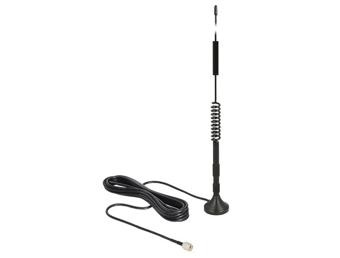 Delock Lte Antenne Sma Stecker 5 Dbi Starr Omnidirektional Mit Magnetischem Standfus Und Anschlusscable Rg-174, 3 M Outdoor Schwar