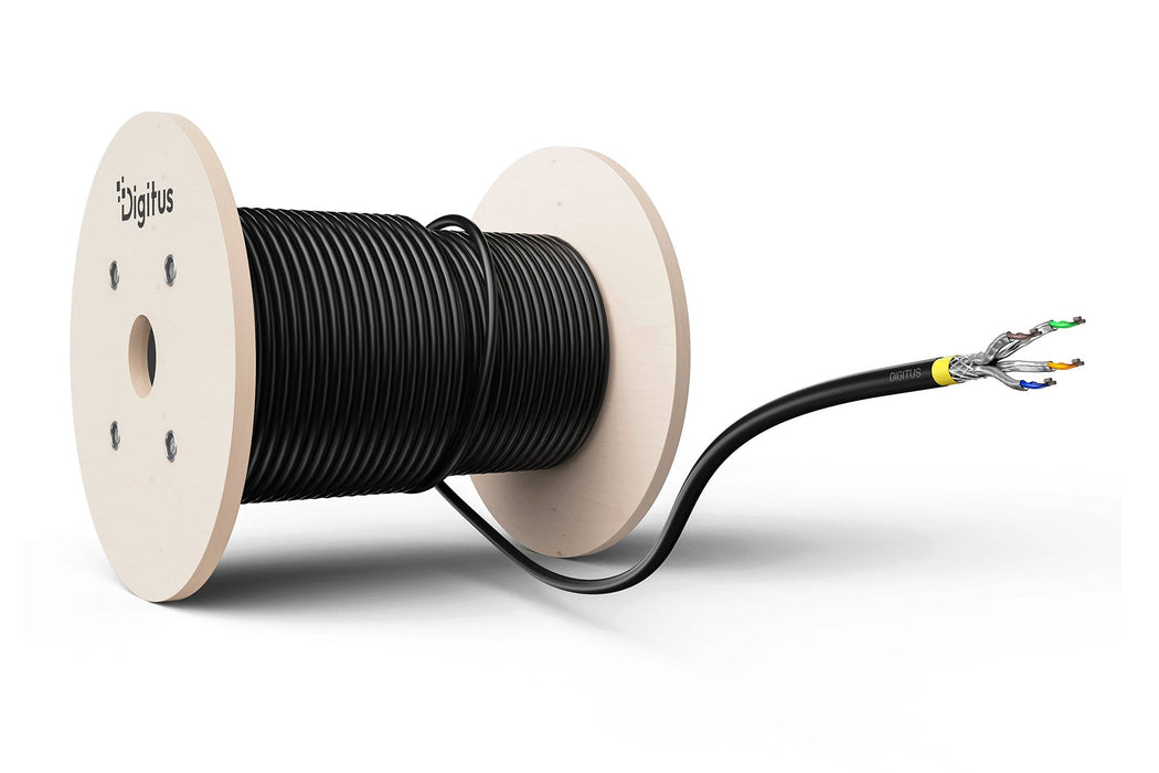Bobina Cat 7a S-Ftp  500m Exterior Negro,  Awg22/1,  Lszh, Dca, Pe, Poe, Poe+, 4ppoe Digitus