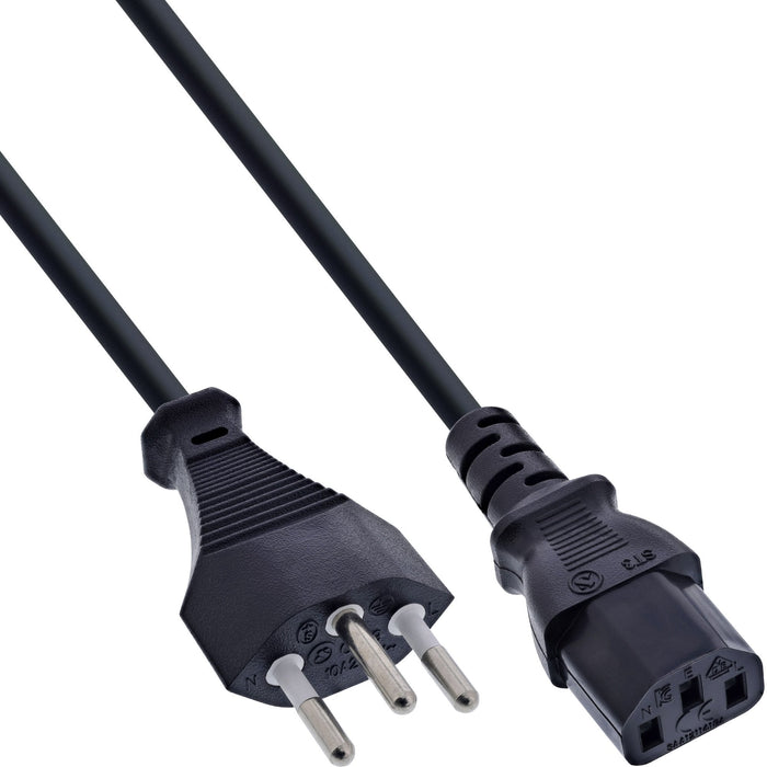 40pcs. Bulk-Pack Inline® Power Cable Switzerland Type J / 3pin Iec C13 Male