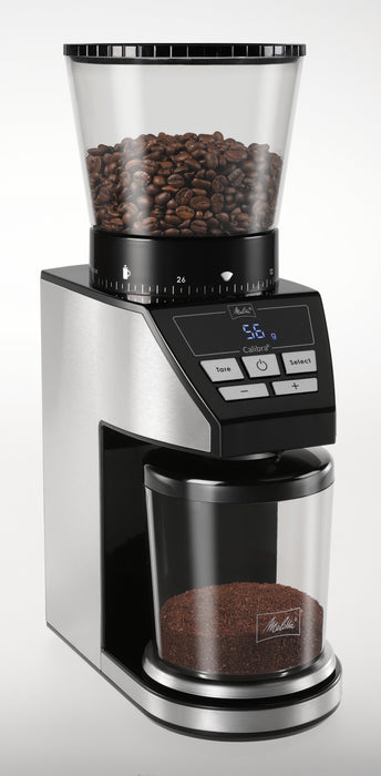 Molinillo De Café Melitta Calibra 1027-01  Eléctrico Cónico Con 39 Ajustes De Molienda, Apto Para Distintas Cafeteras, Moledor De Café Con Báscula Digital Y Pantalla Lcd, 200?G, Negro