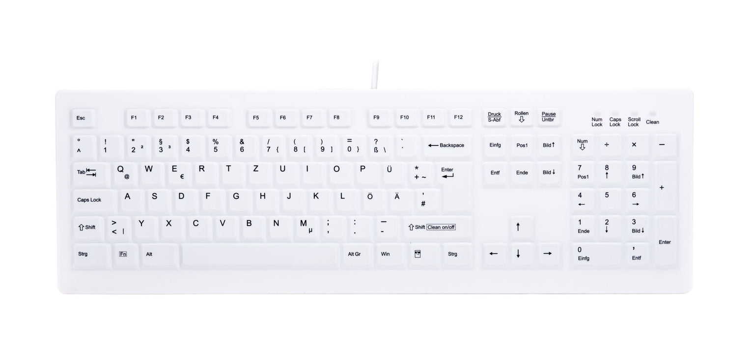 Cherry Ak-C8100 Teclado (Aleman) Higiénico Desinfectable Con Numérico Blanco
