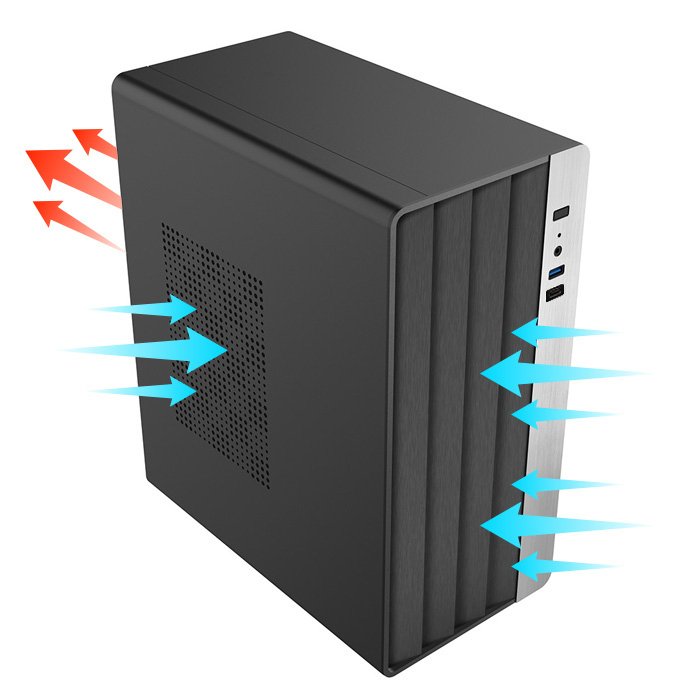 Caja Microatx Coolbox M870 Gpu Max 265mm Acero Resistente Spcc Integrado Puerto Usb-C Negra
