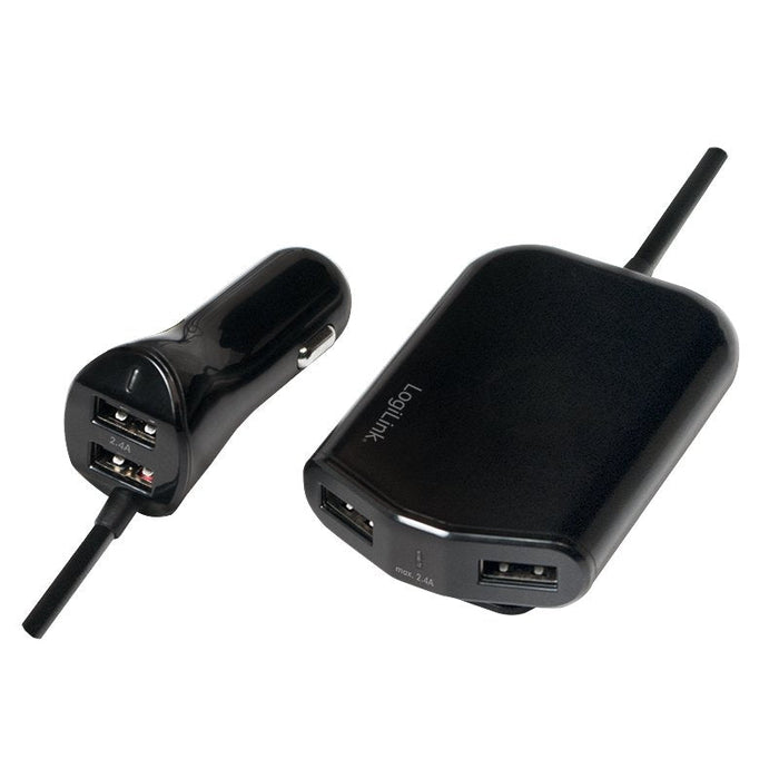 Logilink Usb Car Charger, 2+2 Port, 24w, Negro