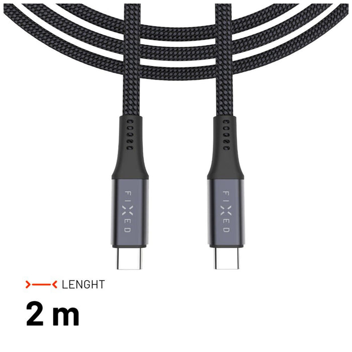 Fixed Braided Cable Usb-C Usb-C, 2m, Usb4 Gen2 20gbps, 4k 60hz, 240w, Gray