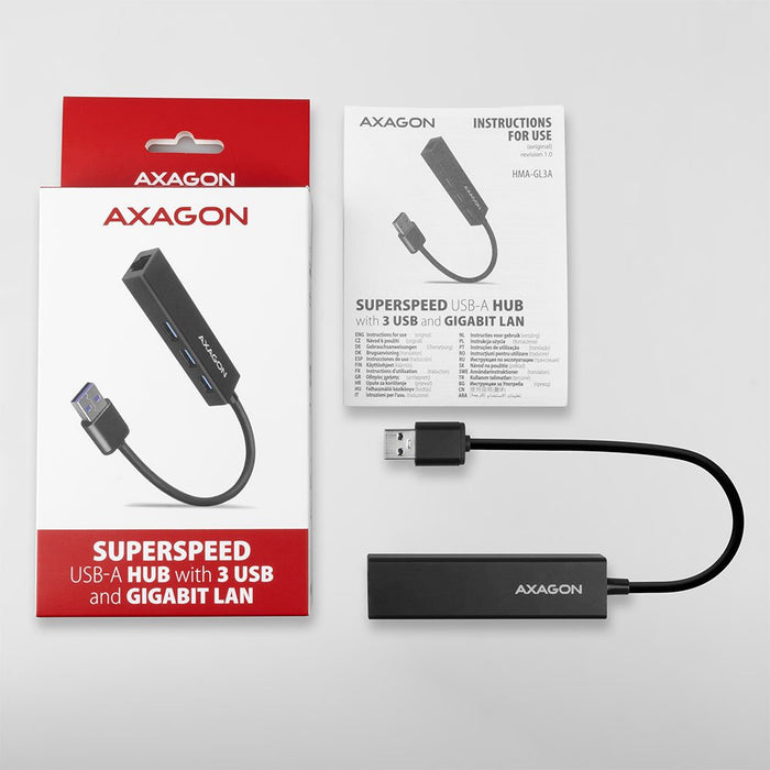 EAN 8595247905598 - Axagon HMA-GL3A Multiport-Hub USB 3.0 Typ A Gbit-LAN 3x USB-A microSD Alámbrico USB 3.2 Gen 1 (3.1 Gen 1) imagen 6