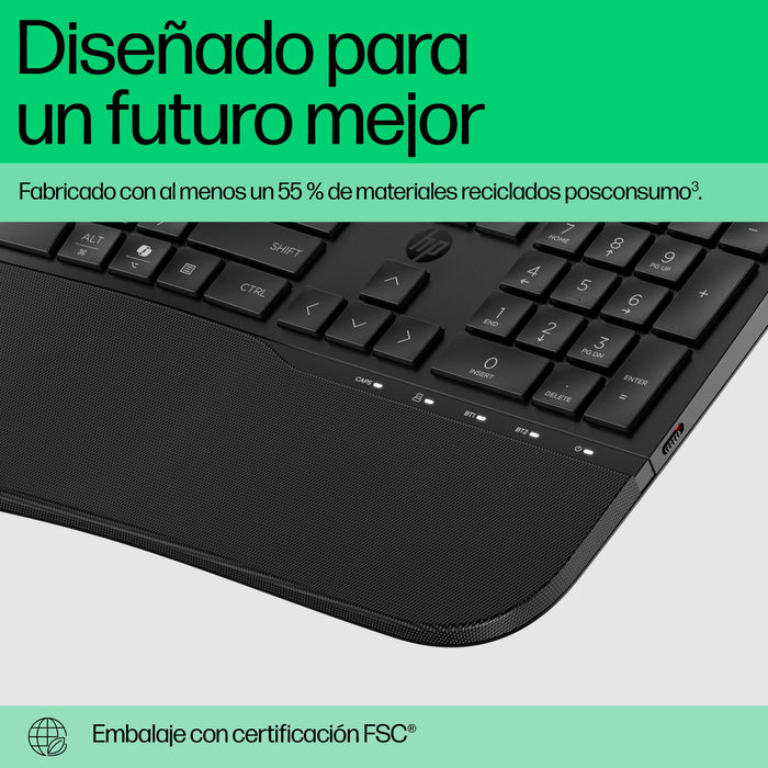 EAN 0197498231280 - HP 680 Comfort Dual-Mode Keyboard teclado Hogar RF Wireless + Bluetooth Negro imagen 6