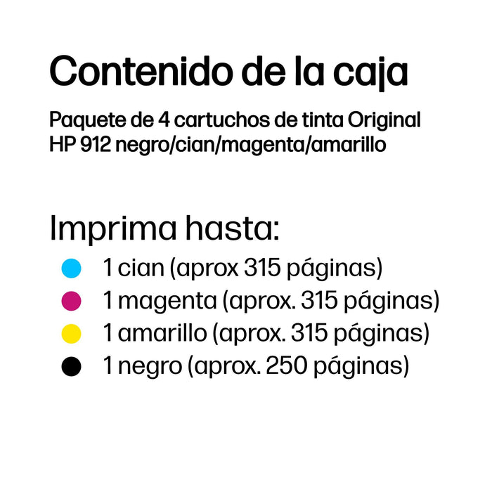 EAN 0199764688897 - HP 912 4-Pack CMYK(4) Original Ink Cartridge Combo cartucho de tinta 4 pieza(s) Rendimiento estándar Negr imagen 3