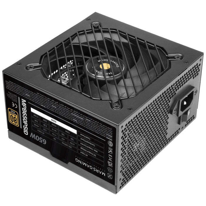 Fuente Mars Gaming 650w Mpb650psid Atx3.1 80+Gold Pfc Activo Pcie5.1 12v-2x6 Dc-Dc Digital Smd Negro
