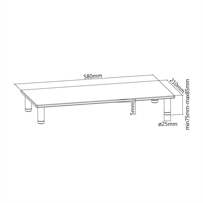 Roline Hhenverstellbarer Glas-Monitor-Stnder Rechteckig, Bis 20 Kg