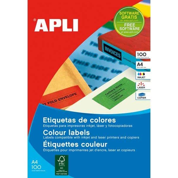 Apli Etiquetas Amarillas Permanentes 105.0 X 37.0mm 100 Hojas