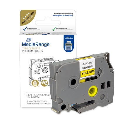 EAN 4260459618577 - MediaRange MRBTZ631 etiqueta de impresora Negro, Amarillo imagen 1