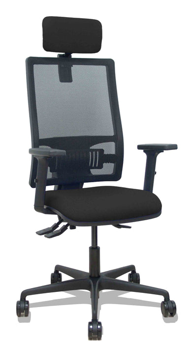 Piqueras Y Crespo Silla Bormate Asincro Malla Negra Asiento Bali Negro Brazos 2d Ruedas 65mm Cabecero Regulable