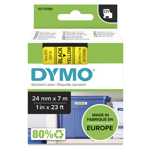 EAN 5411313537186 - DYMO D1 Standard - Black on Yellow - 24mm cinta para impresora de etiquetas Negro sobre amarillo imagen 1