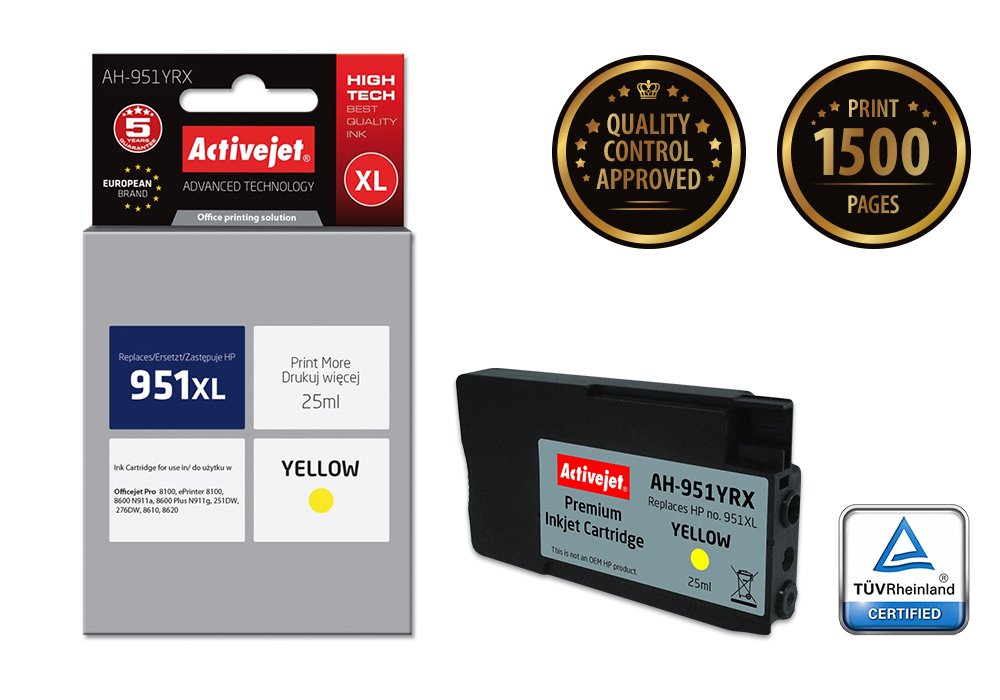 EAN 5901452157890 - Activejet AH-951YRX cartucho de tinta 1 pieza(s) Compatible Alto rendimiento (XL) Amarillo imagen 1