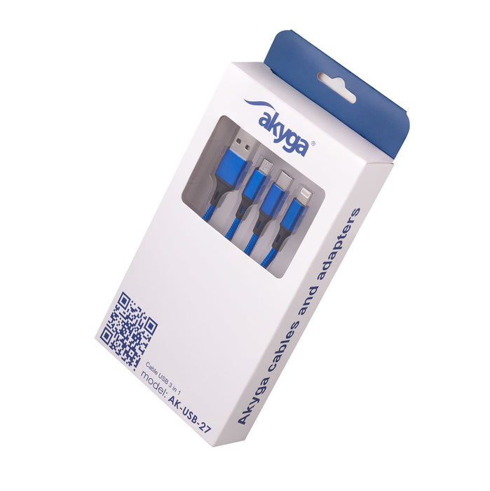 EAN 5901720136053 - Akyga AK-USB-27 cable USB 1,2 m USB A USB C/Lightning Azul imagen 4