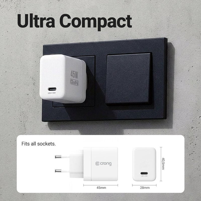 Ladowarka Sieciowa Ultra Compact Gan Usb-C 45w Pd 3.0 Z Pps Biala