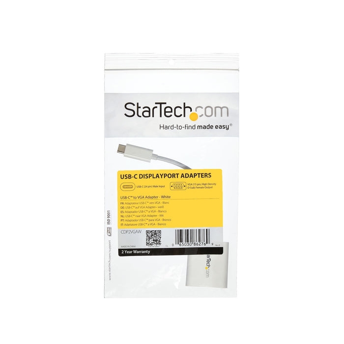 Startech.Com Adaptador Gráfico Usb-C A Vga Conversor De Vídeo Usb 3.1 Type-C A Vga Blanco Adaptador Usb / Vga Usb-C (M) A Hd-15 (Vga) (H) Usb 3.1 Gen 1 / Thunderbolt 3 17.5 M Alimentación Usb Admite 1920x1200 (Wuxga) Blanco Para P/N: Tb