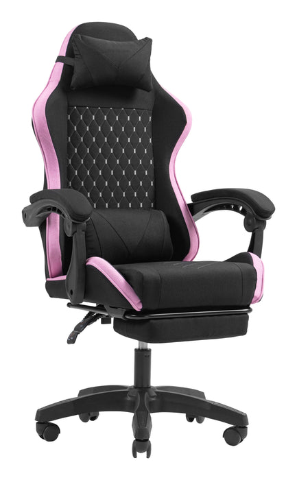 Silla Gamer Mars Gaming Mgcxfgrbl Negra Y Rosa Reclinable Reposabrazos Ajustable Reposapies Cojines