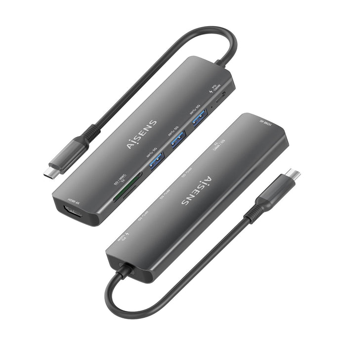 EAN 8435739903148 - AISENS ASUC-7P025-GR base para portátil y replicador de puertos Alámbrico USB 3.2 Gen 1 (3.1 Gen 1) Type- imagen 3